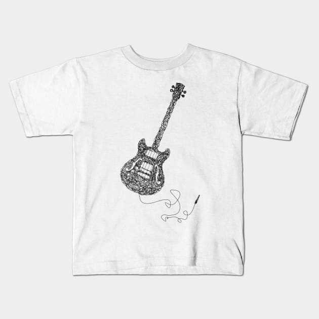 Black bass guitar Kids T-Shirt by Créa'RiBo